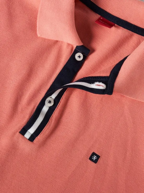 Short-sleeved cotton polo with stripes