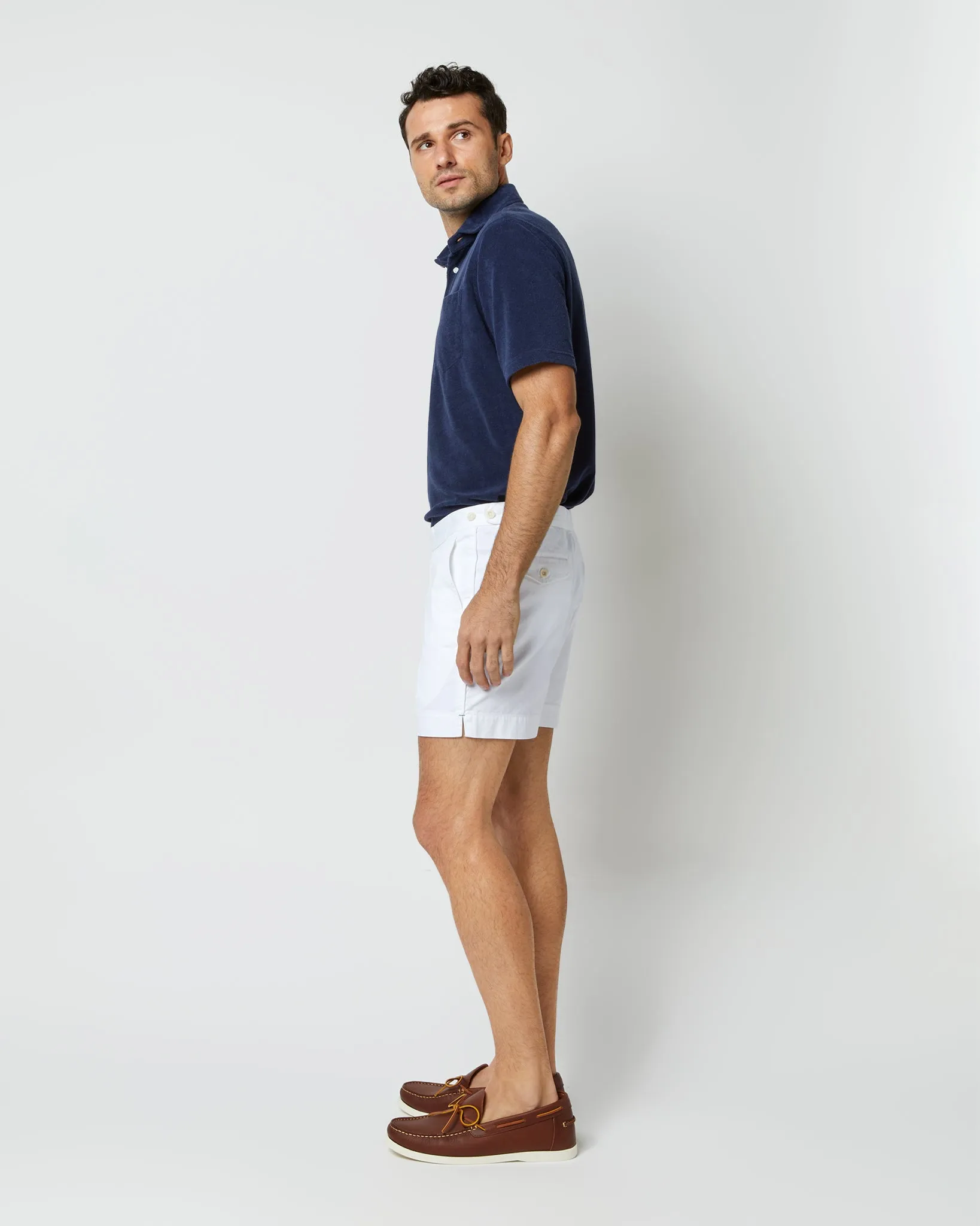 Short-Sleeved Polo in Navy Terry