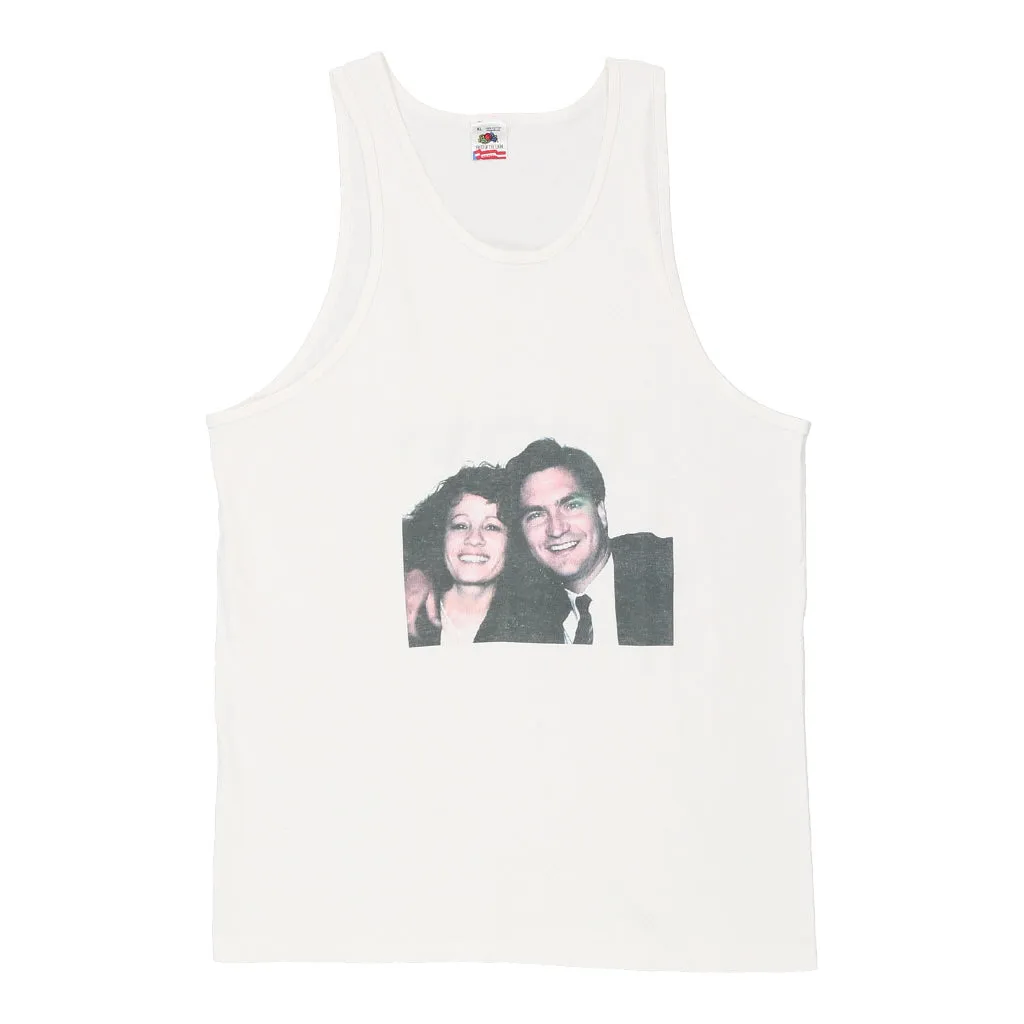 Single Stitch Made in USA Fruit Of The Loom Graphic Vest - XL White Cotton