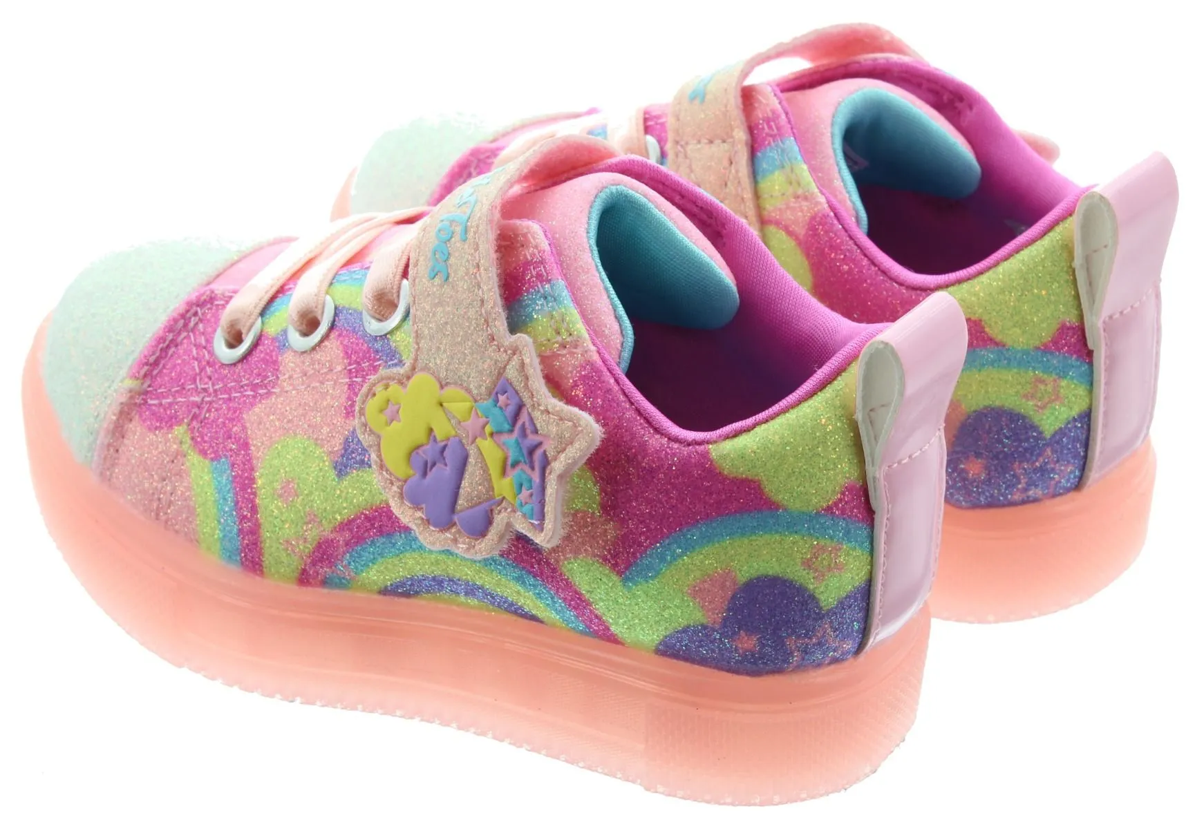 SKECHERS Kids 314749 Twinkle Sparks Light Up Trainers In Coral Multi