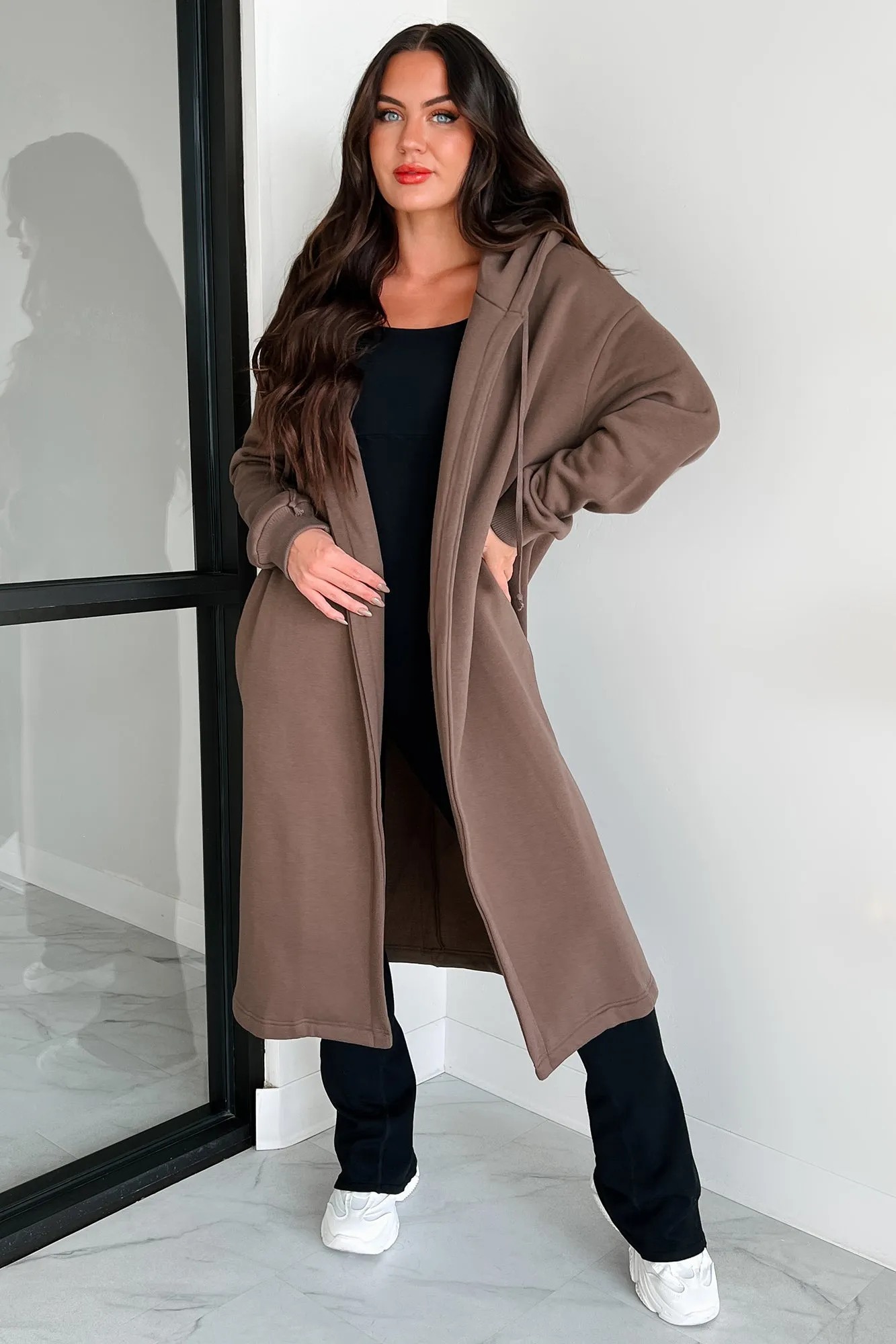 Slumbering Beauty Hooded Longline Cardigan (Brown)