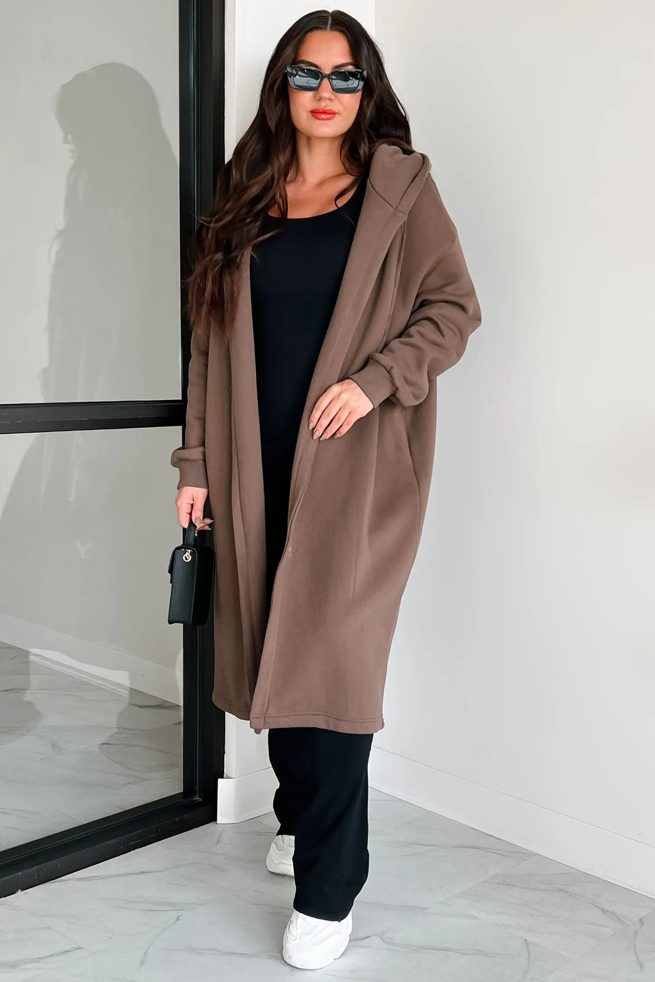 Slumbering Beauty Hooded Longline Cardigan (Brown)