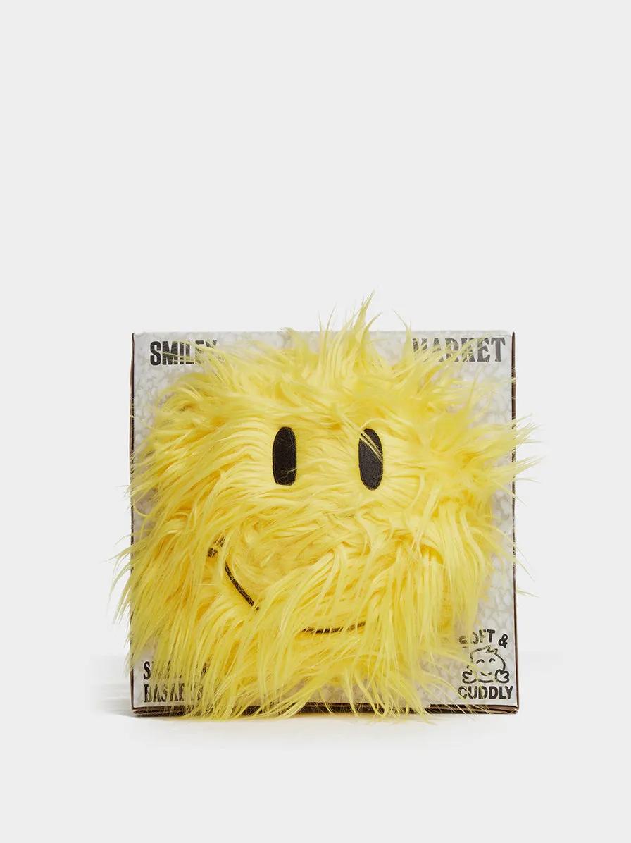 Smiley Shaggy Plush Basketball, Yellow