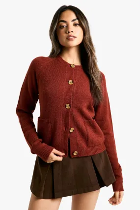 Soft Knit Boxy Cardigan With Pockets