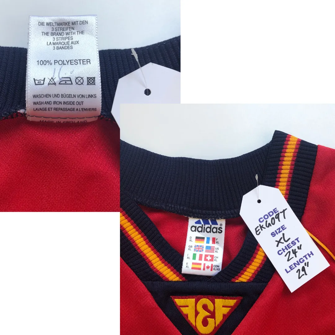 Spain Vintage Raul Adidas 1998 Football Shirt XL
