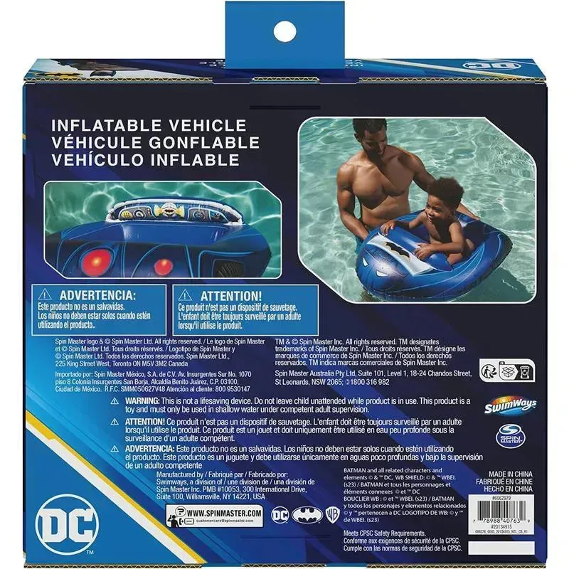 Spin Master - Swimways DC Batman Batmobile Inflatable Water Boat Vehicle, for Kids Aged 3 & Up