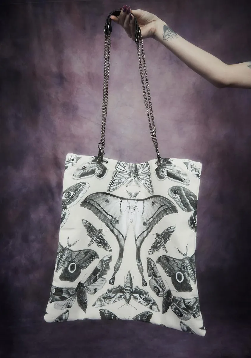 Spirit World Moth Print Tote Bag-