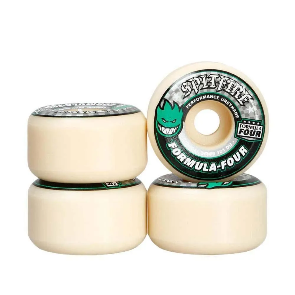 Spitfire Formula Four Skateboard Wheels Conical 101DU Green Print Natural 56mm