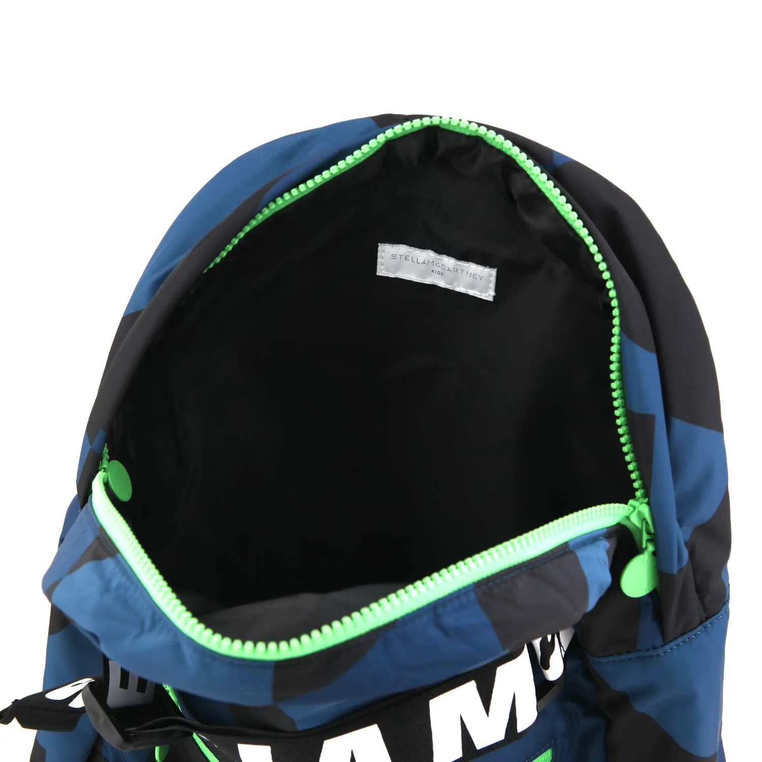 Stella Mccartney Blue And Black Backpack With Fluo Green Details
