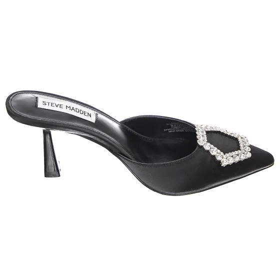 Steve Madden W' Luxe City Black Satin Sandals