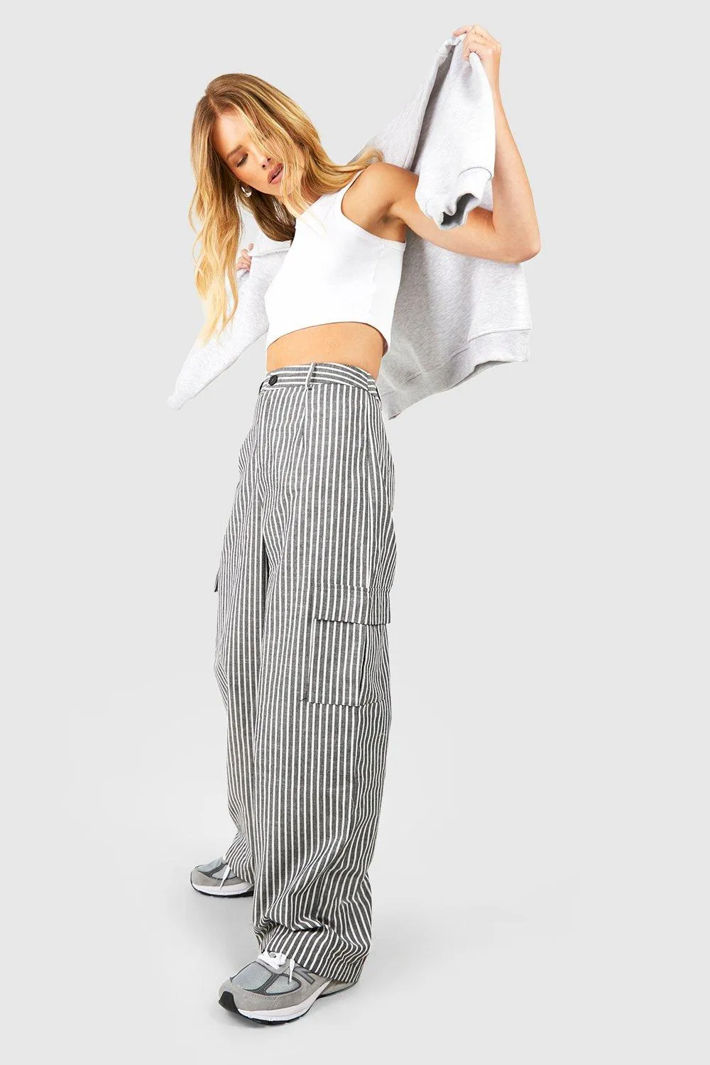 Stripe Straight Leg Cargo Pants