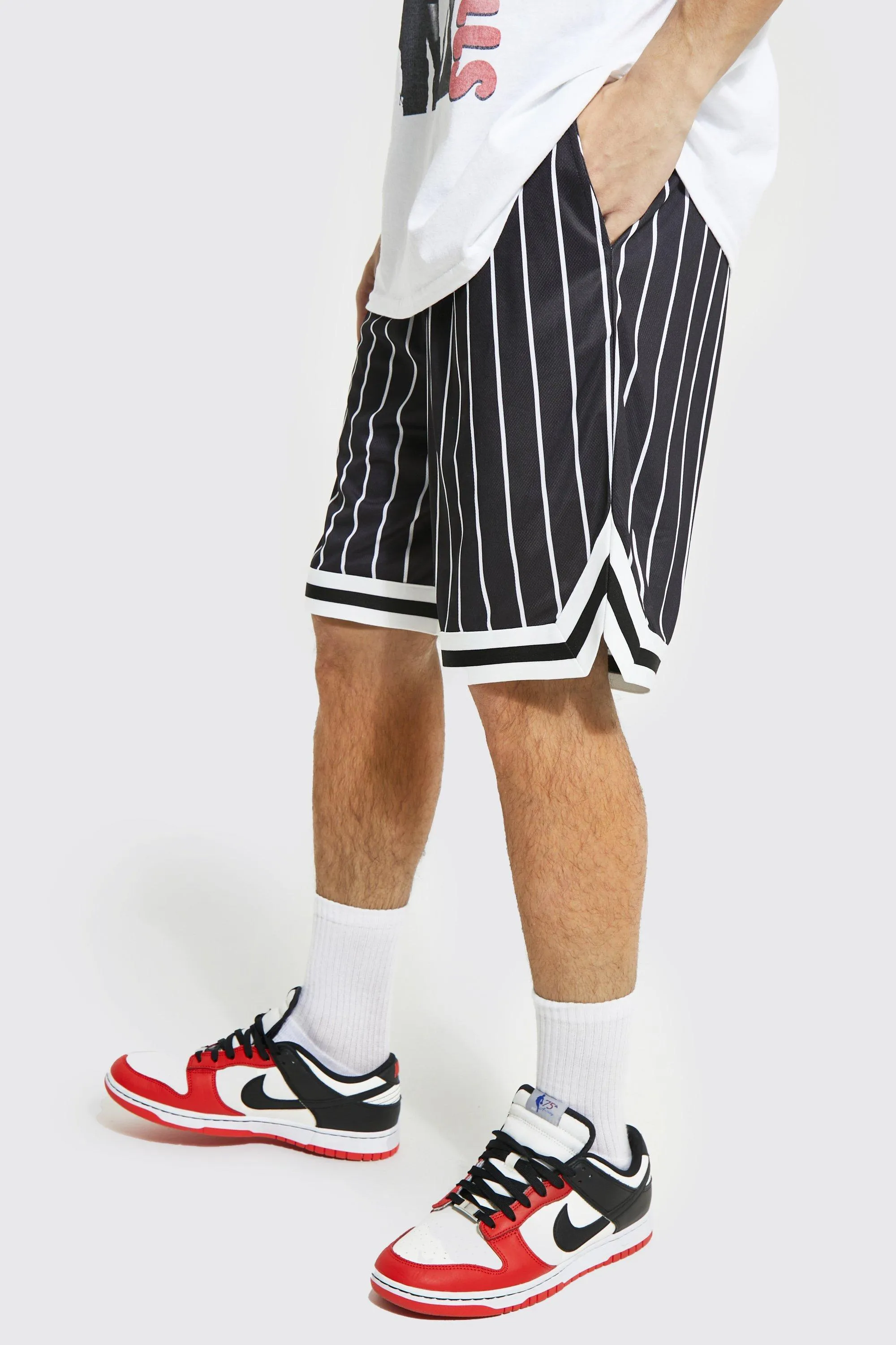 Striped Mesh Basketball Short
