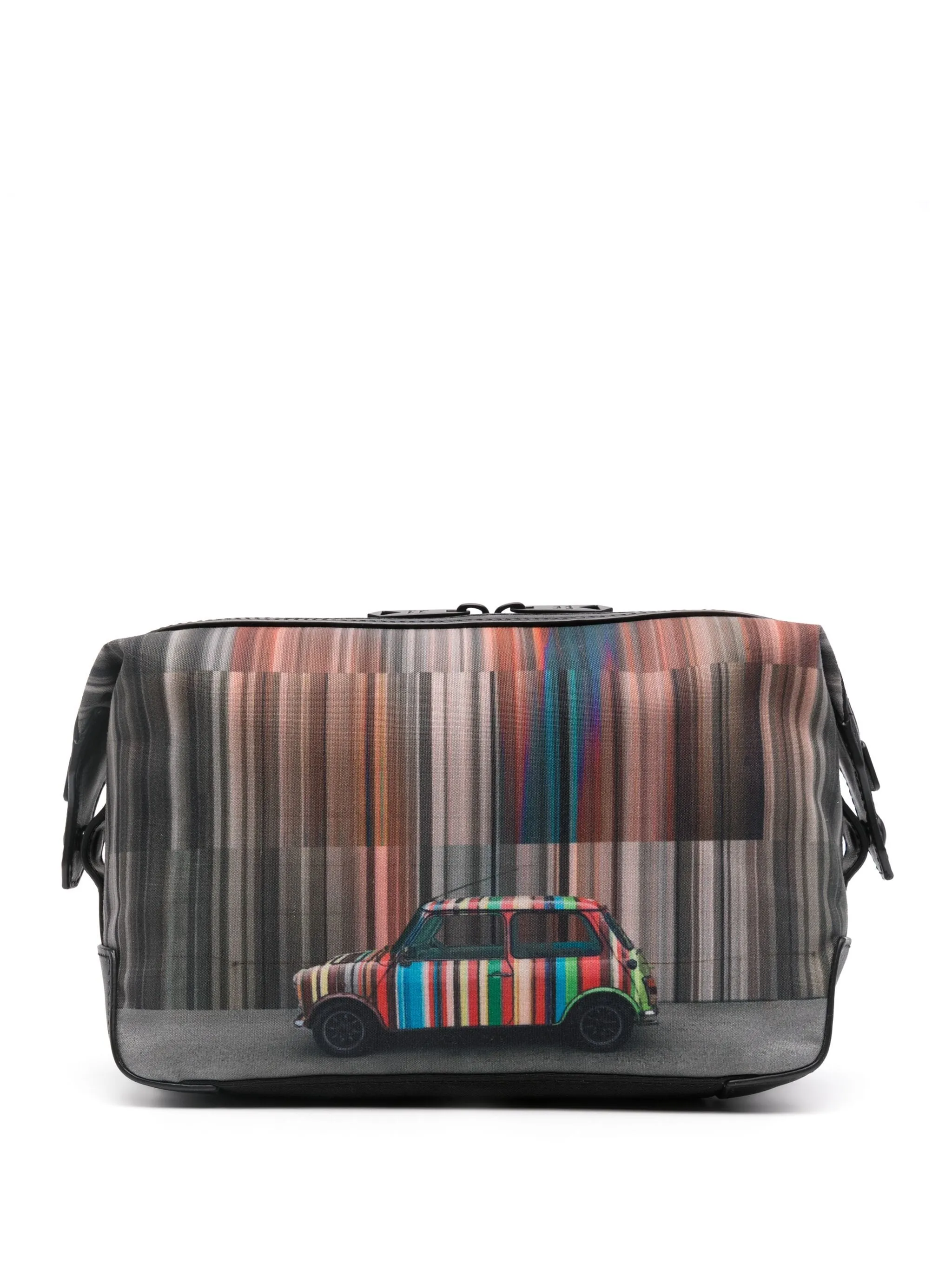 striped photograph-print wash bag