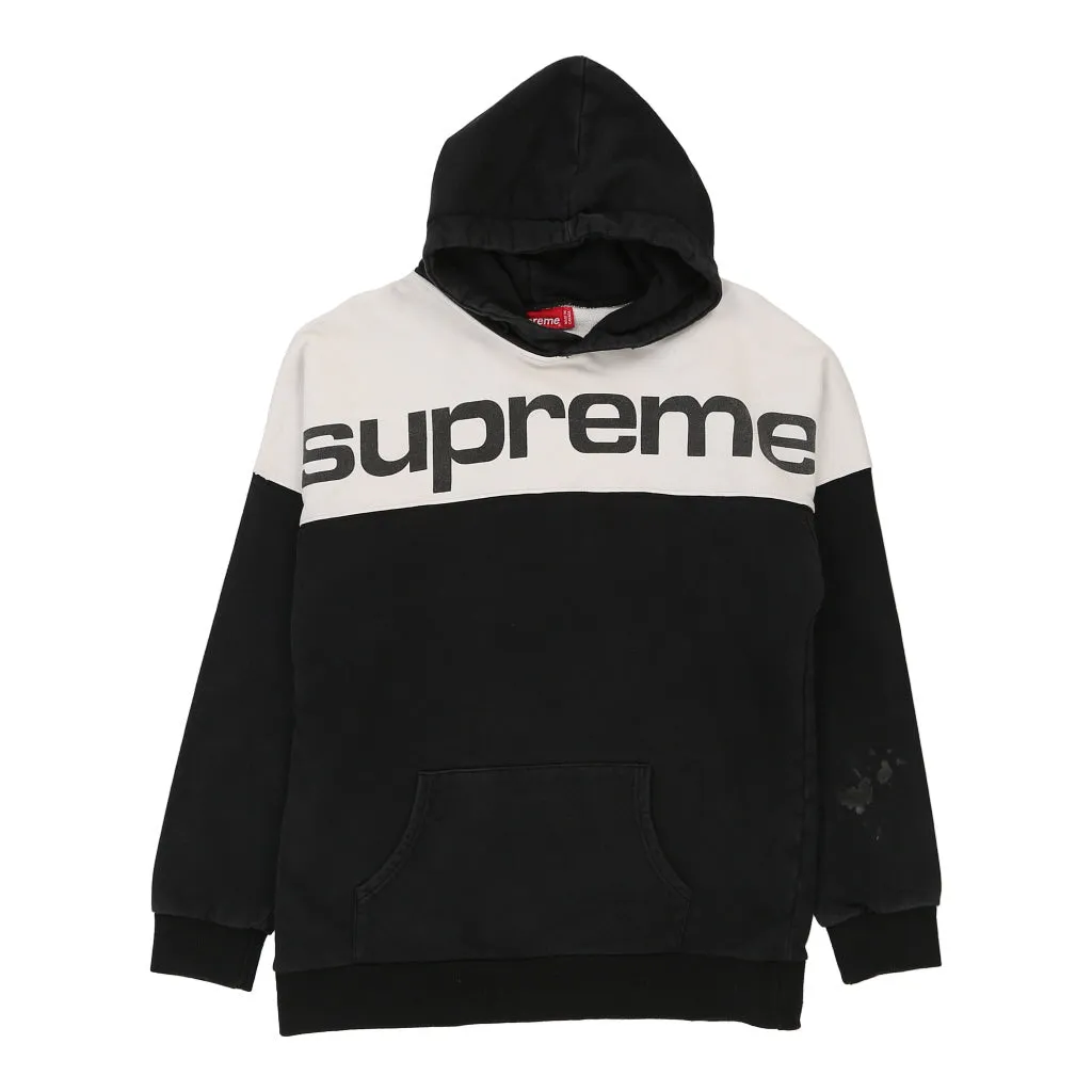 Supreme Spellout Hoodie - Medium Black & White Cotton Blend