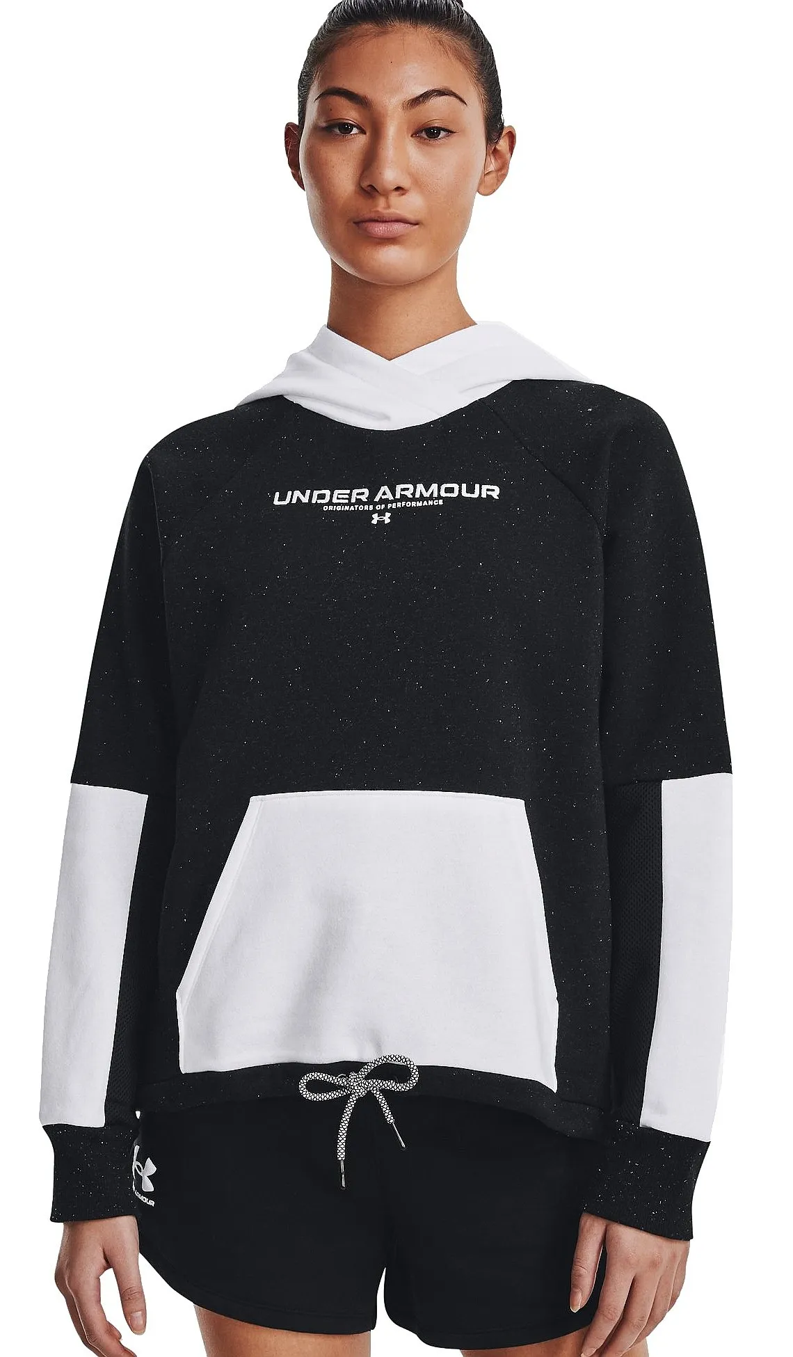 sweatshirt Under Armour Rival + Fleece Hoodie - 001/Black/White - women´s