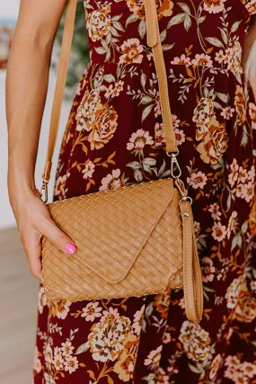 Sweet Melody Woven Faux Leather Clutch in Brown