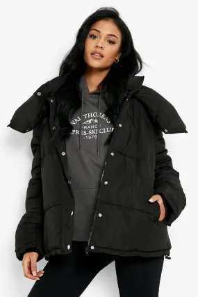 Tall Collar Detail Puffer Jacket