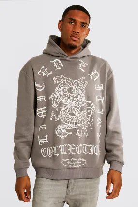 Tall Gothic Dragon Print Hoodie
