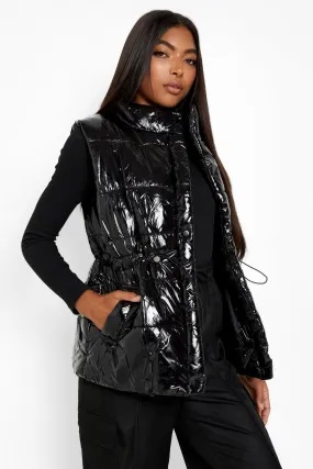 Tall High Shine Puffer Vest