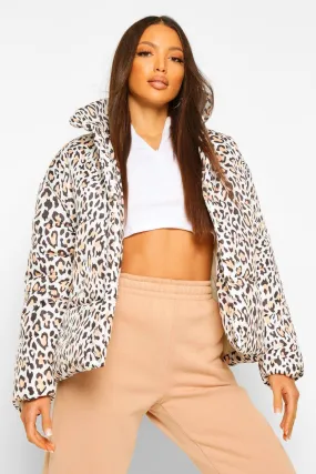 Tall Leopard Print Puffer Jacket