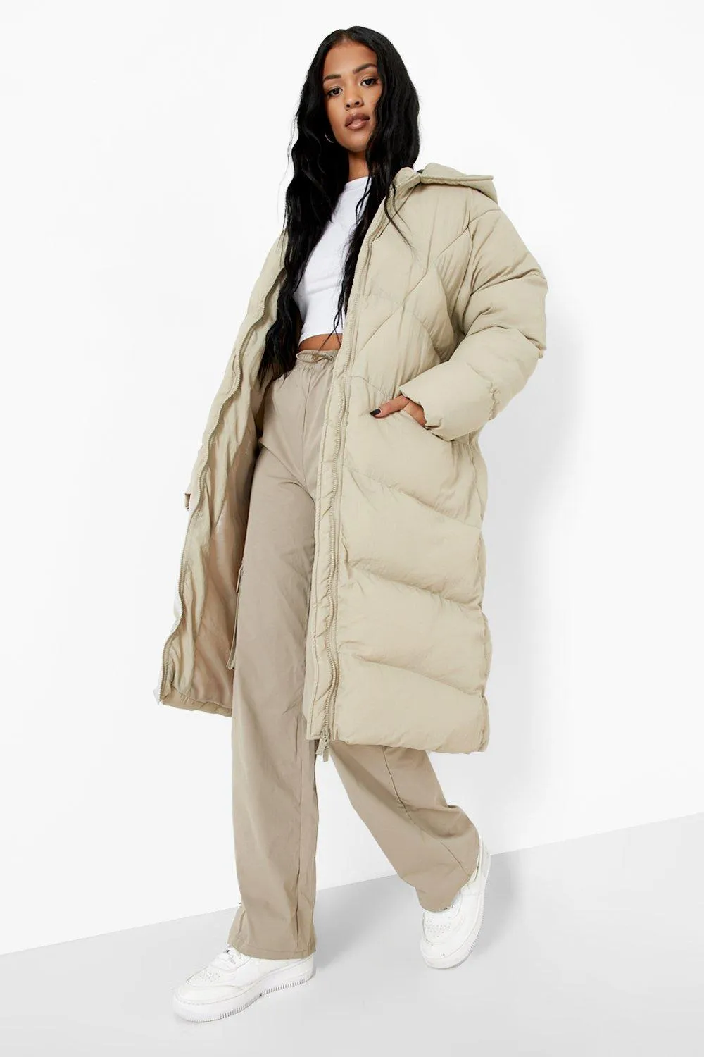 Tall Maxi Quilt Detail Puffer Jacket