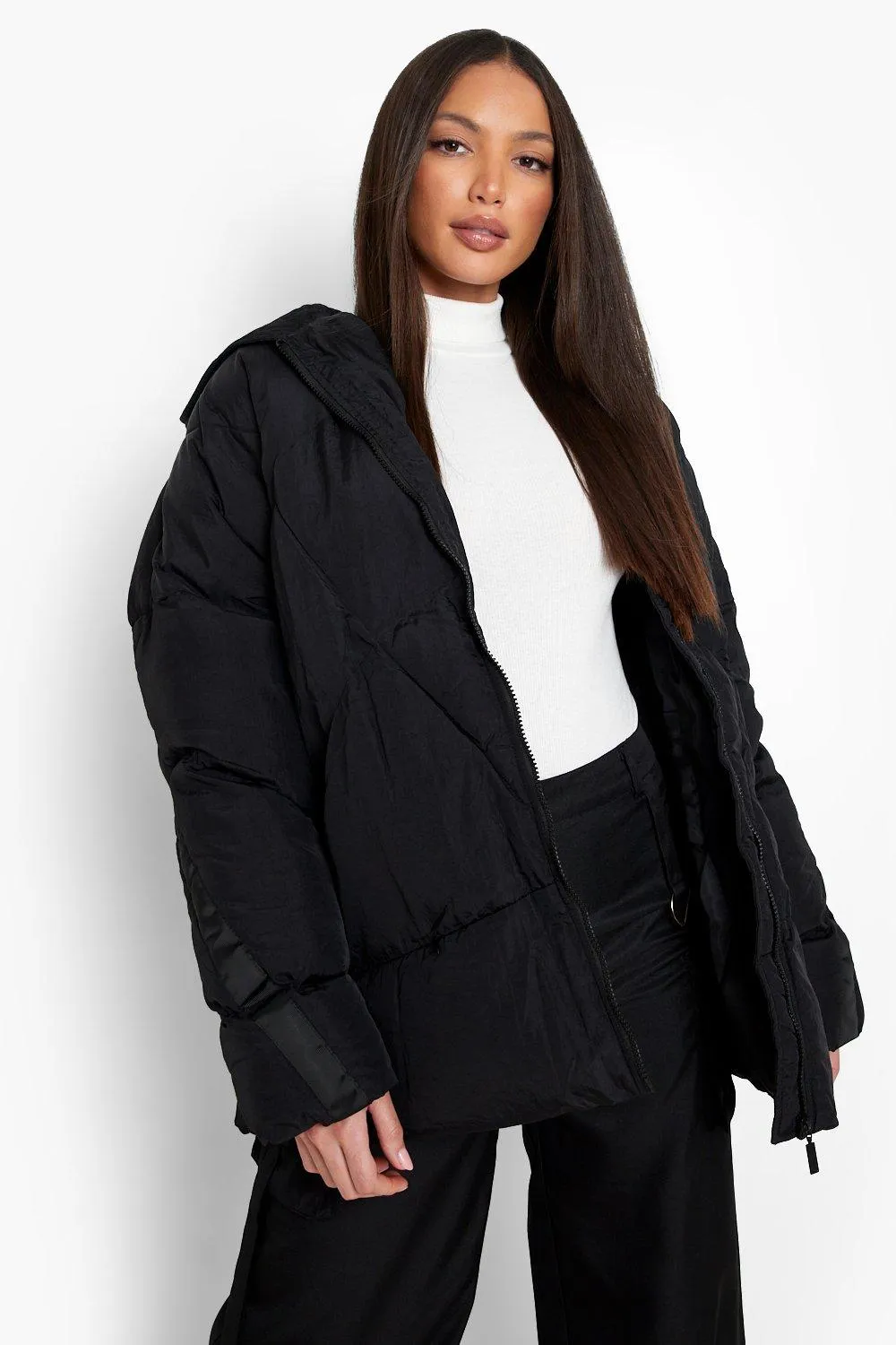 Tall Oversized Quilt Detail Puffer Jacket