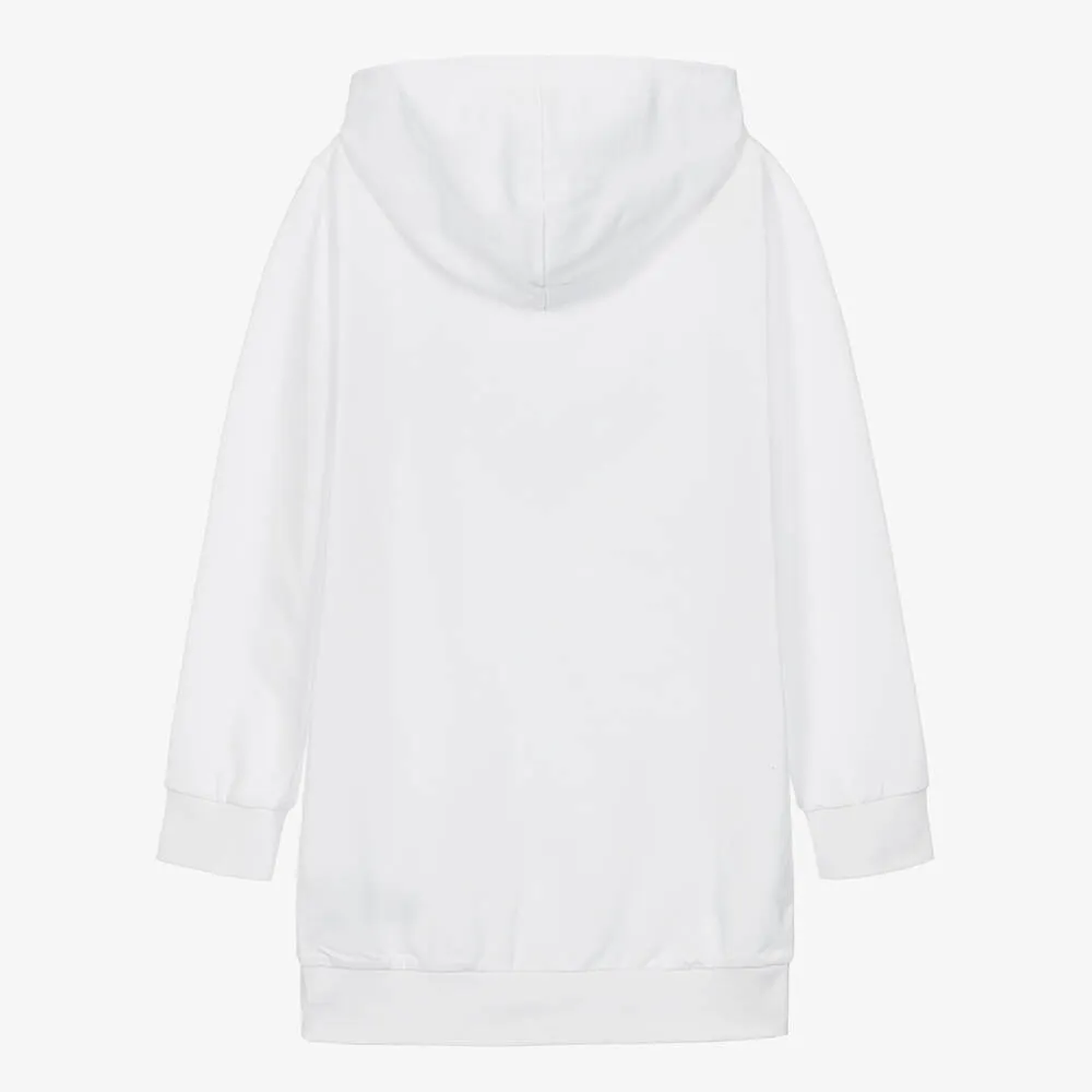 Teen Girls White Blossom Hoodie Dress