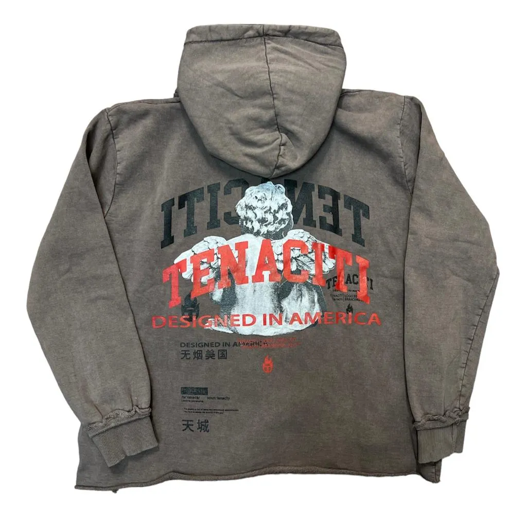 TENACITI ANGEL CROPPED HOODIE ASH BROWN