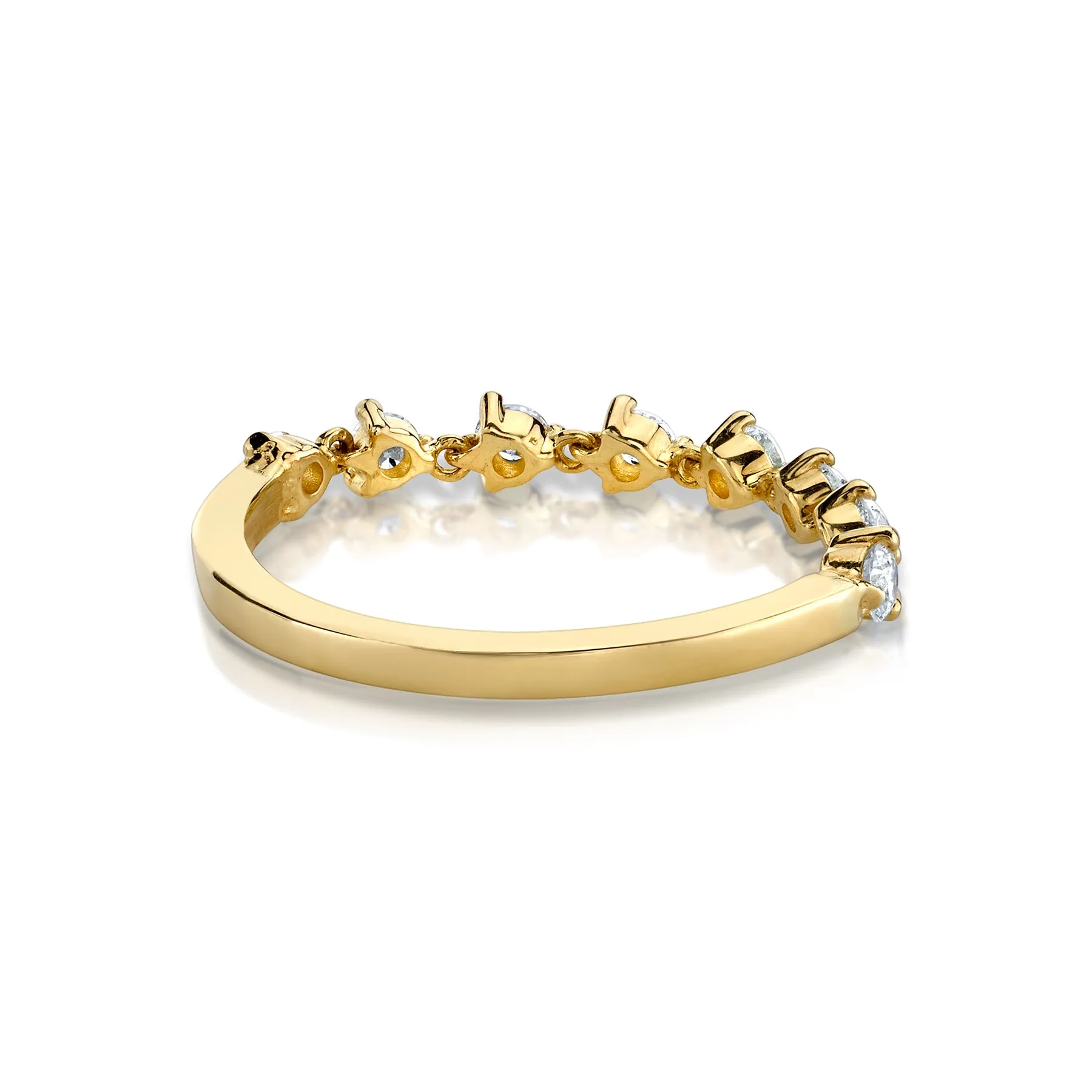 Tennis Chain Ring - White Diamond / 14k Yellow Gold