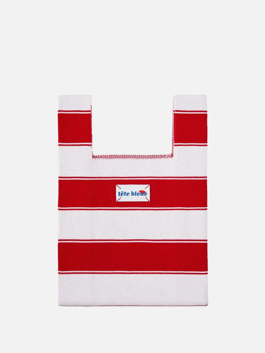 TETE BLEUE Lea Striped Knit Tote Bag - Red