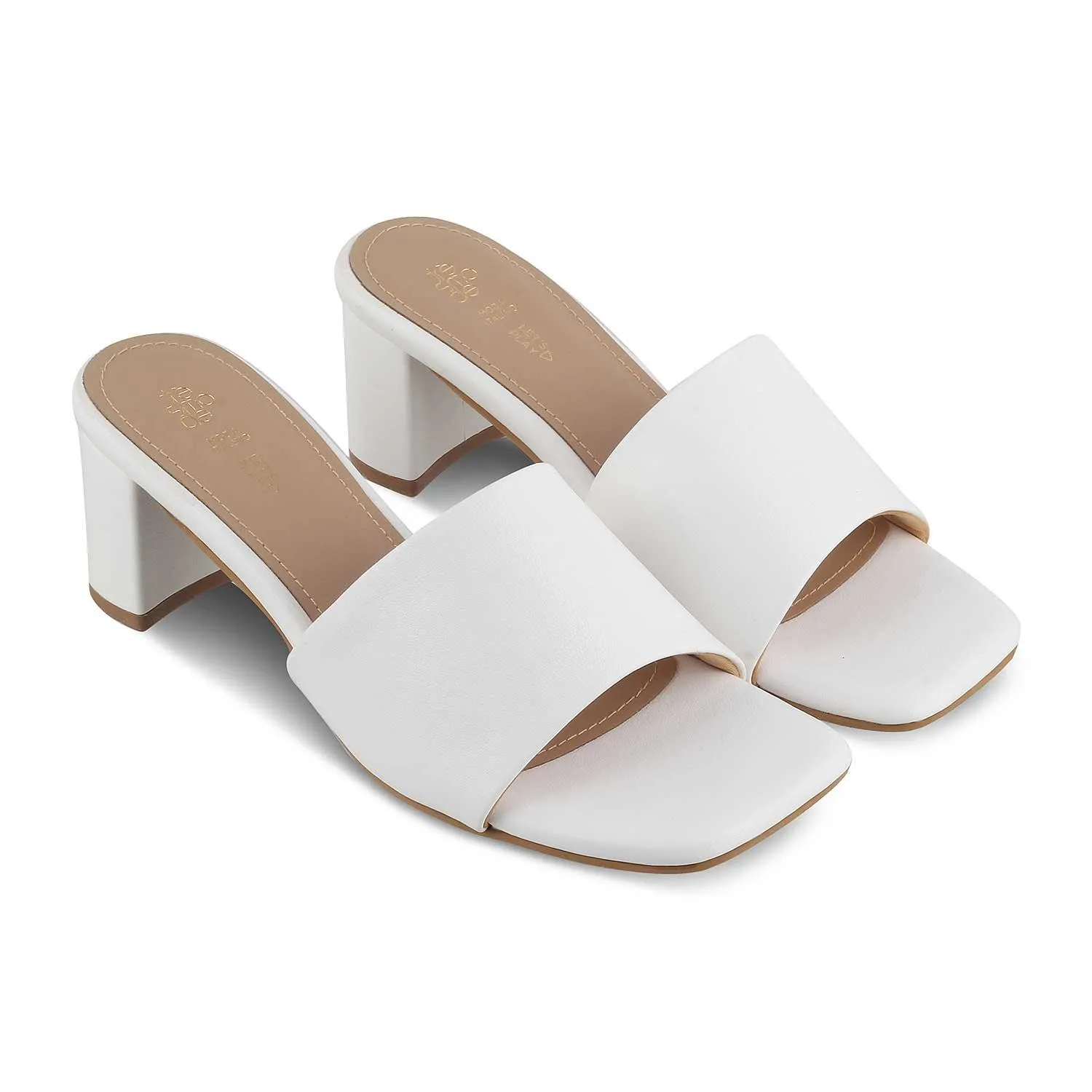 The Barie White Women's Casual Block Heel Sandals Tresmode