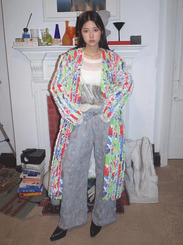 Thick Colorful Stripe V-Neck Nichi Long-Cardigan