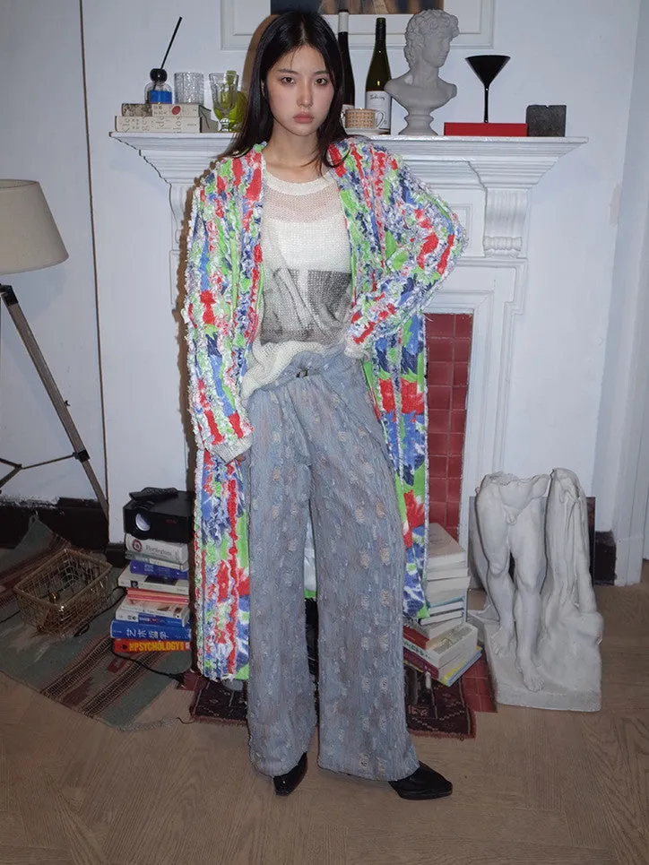 Thick Colorful Stripe V-Neck Nichi Long-Cardigan
