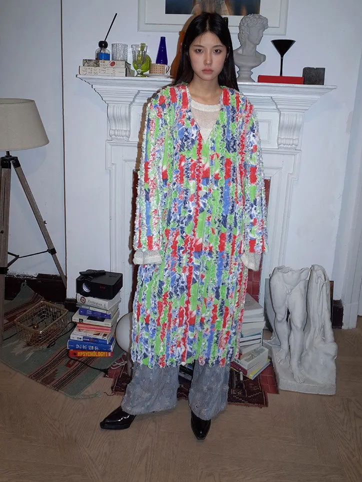 Thick Colorful Stripe V-Neck Nichi Long-Cardigan