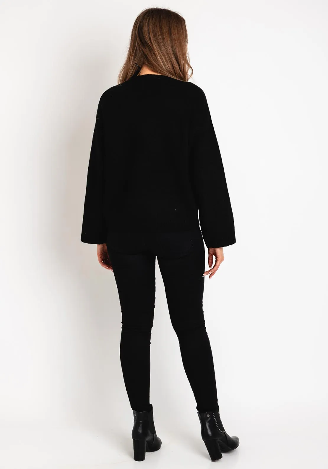 Tiffosi Tiamat Gold Chain Neckline Sweater, Black