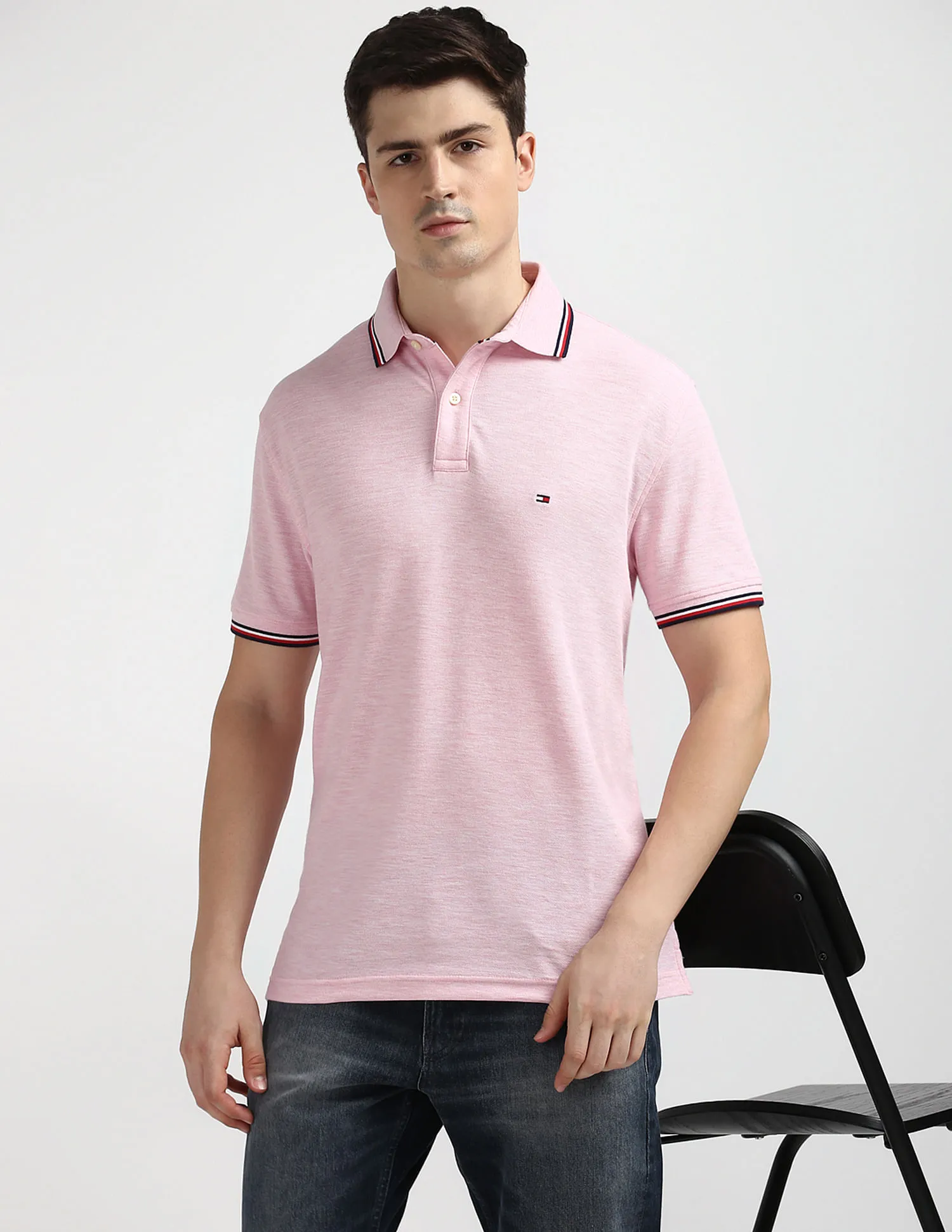 Tommy Hilfiger Cotton Heathered Polo Shirt