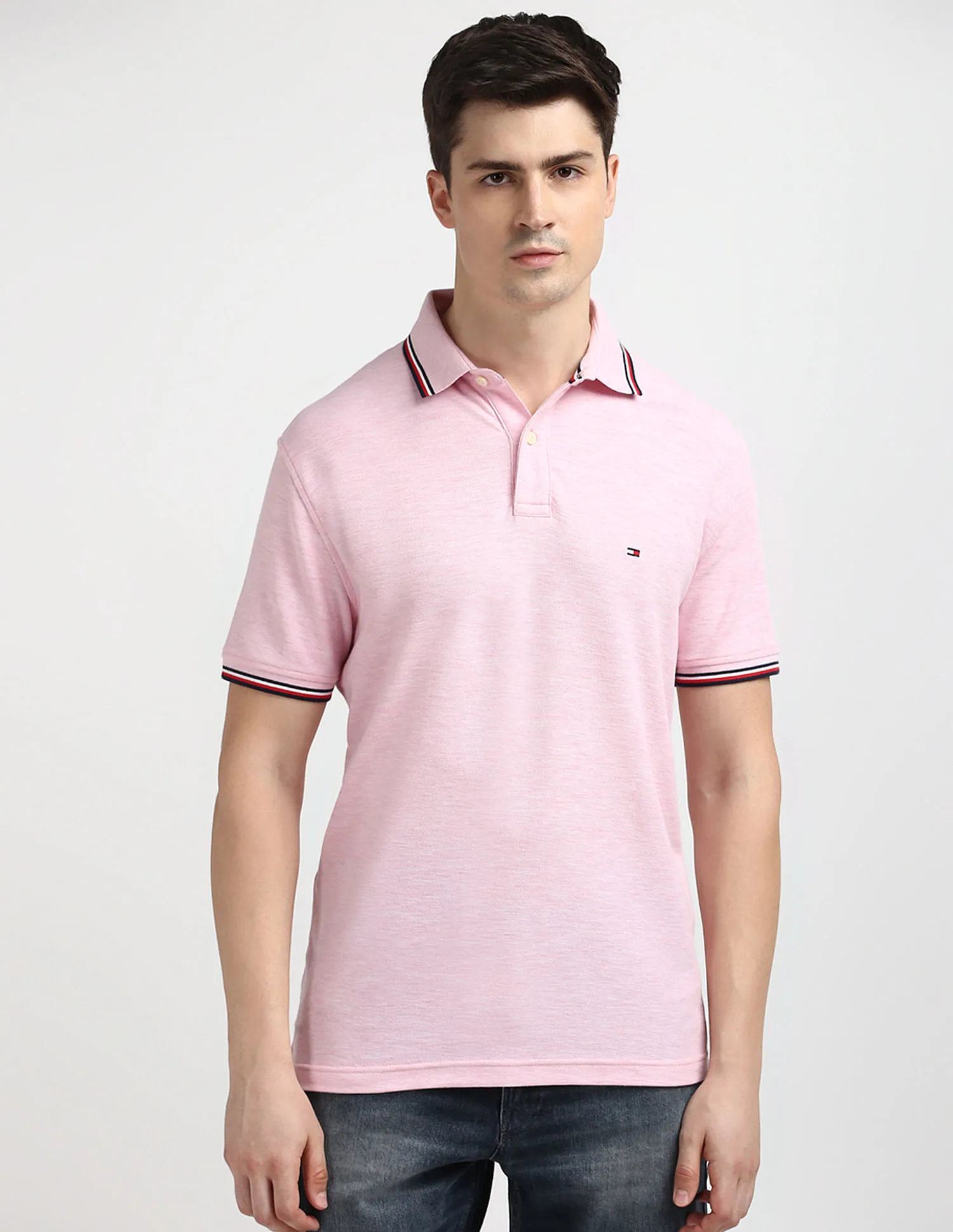 Tommy Hilfiger Cotton Heathered Polo Shirt