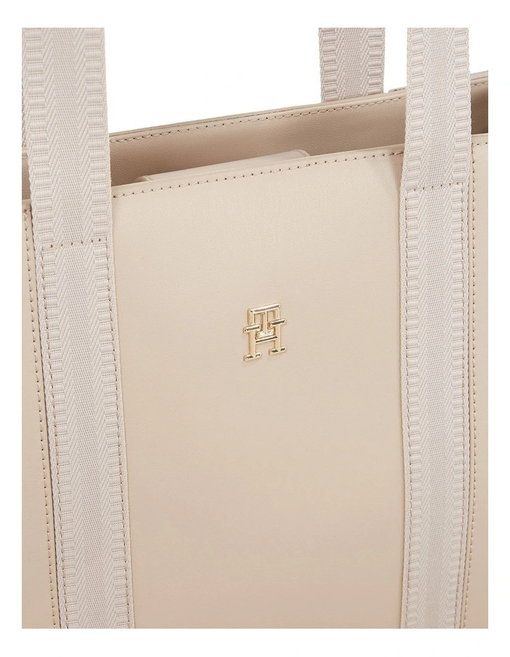 Tonal Stripe Medium Tote Bag in Beige