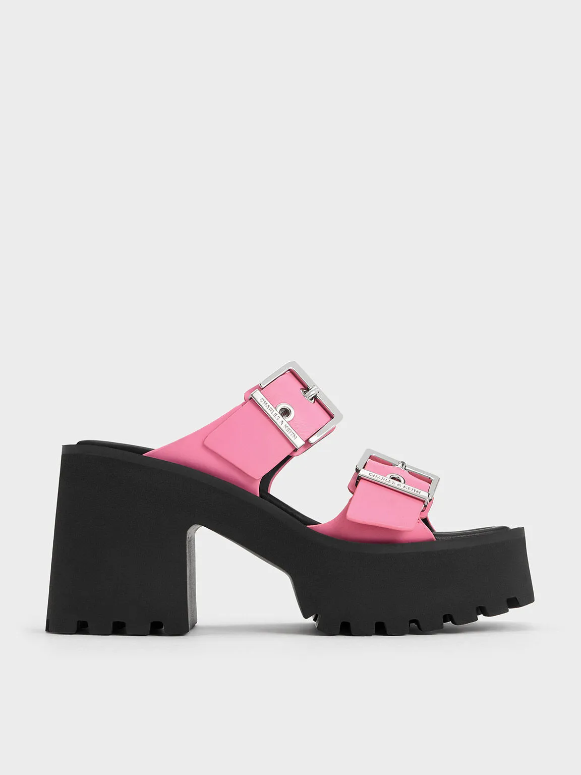 Trill Grommet Double-Strap Platform Mules - Pink