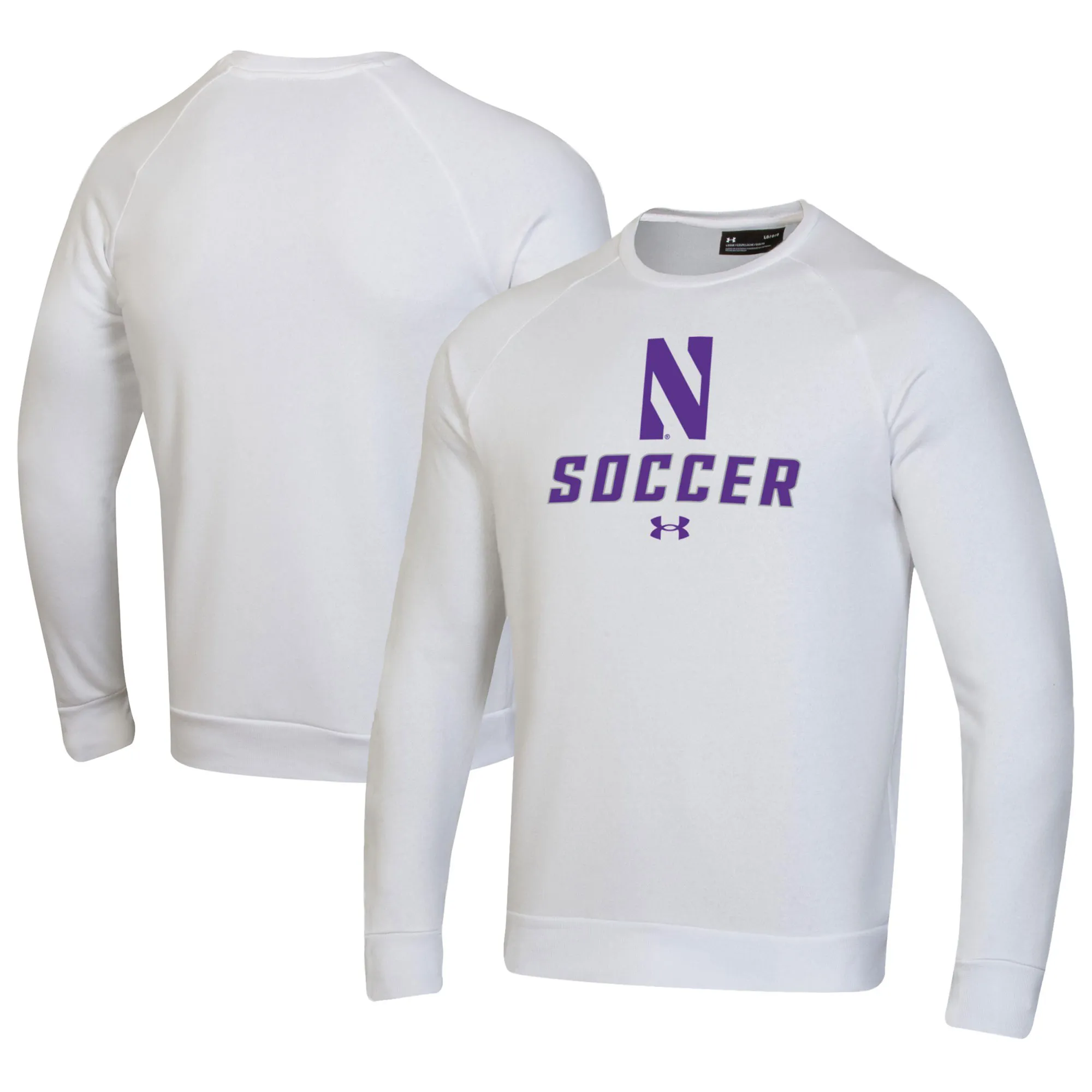 Under Armour Northwestern Wildcats White Soccer Rival Fleece Raglan Pullover Sweatshirt