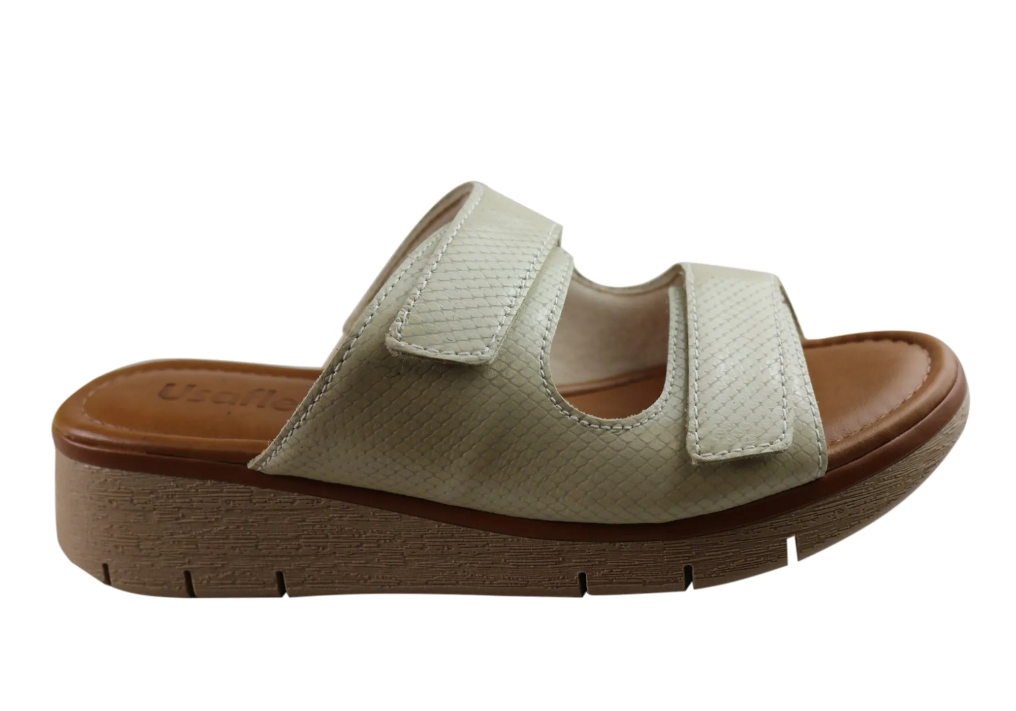 Usaflex Brooke Womens Comfort Leather Slides Sandals Made In Brazil