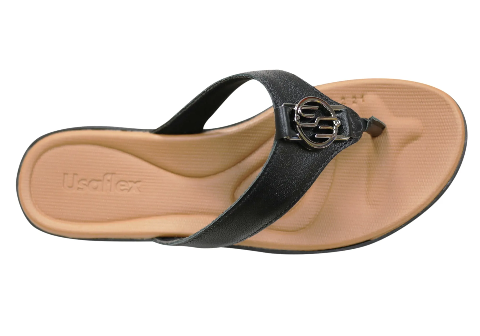 Usaflex Dorina Womens Comfort Leather Thongs Sandals Made In Brazil