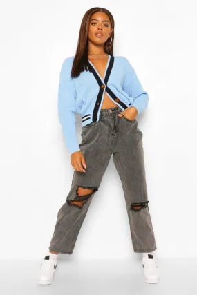 V Neck Stripe Cardigan