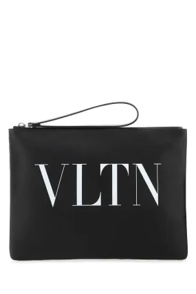 Valentino Garavani Black Leather Vltn Clutch