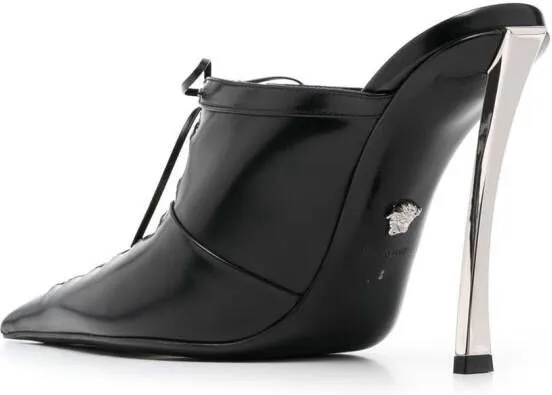 Versace 110mm lace-up leather mules Black