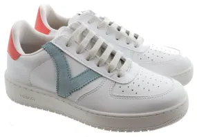 VICTORIA Ladies Madrid Lace Trainers In White and Blue