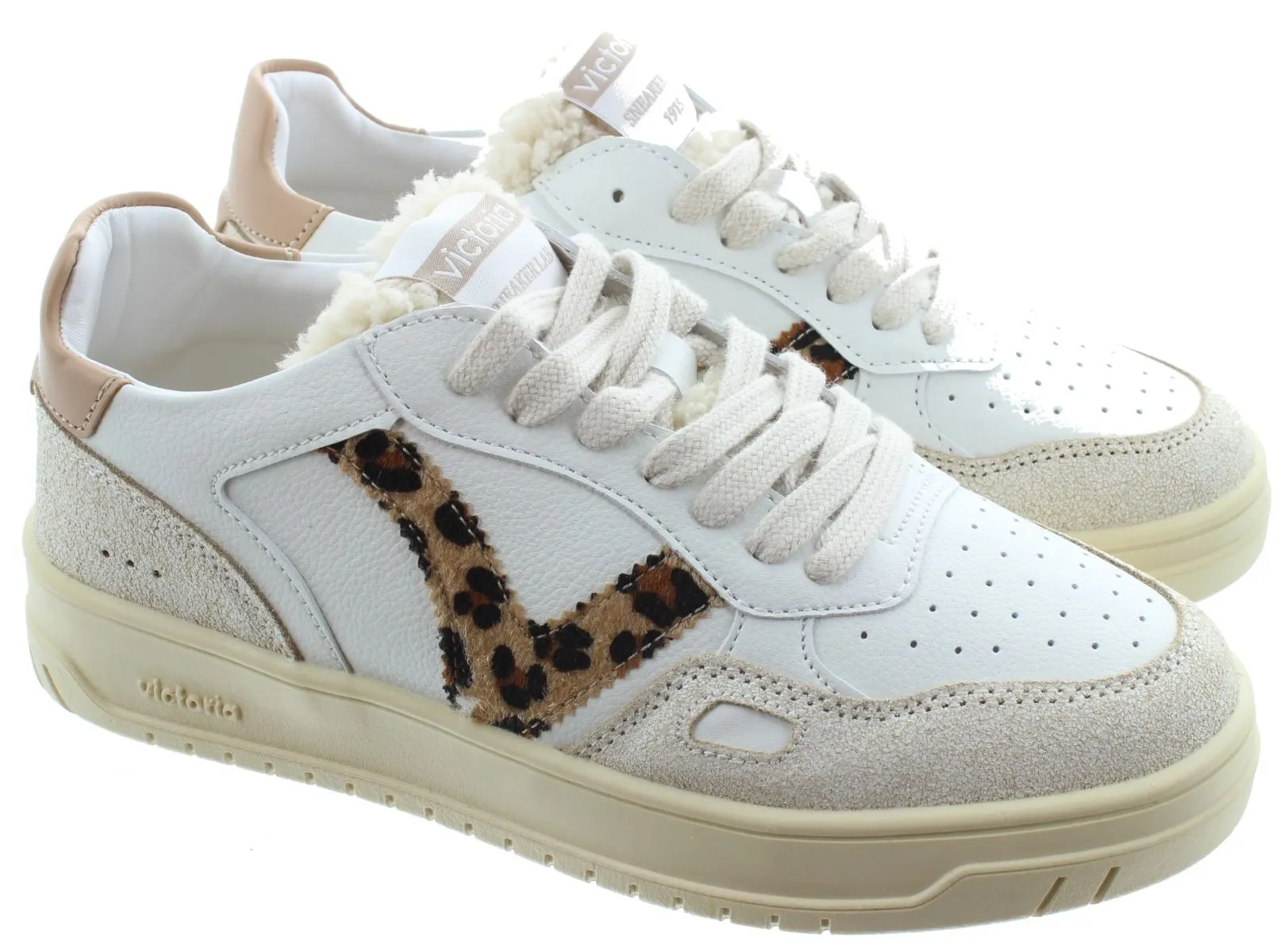 VICTORIA Ladies Seul Shearling Trainers In Beige