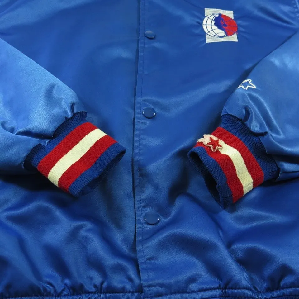 Vintage 80s Starter NBA Basketball Jacket Medium NCAA Satin USA made Old Logo