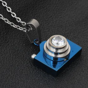 Vintage Distressed Stainless Steel Drip Camera Necklace
