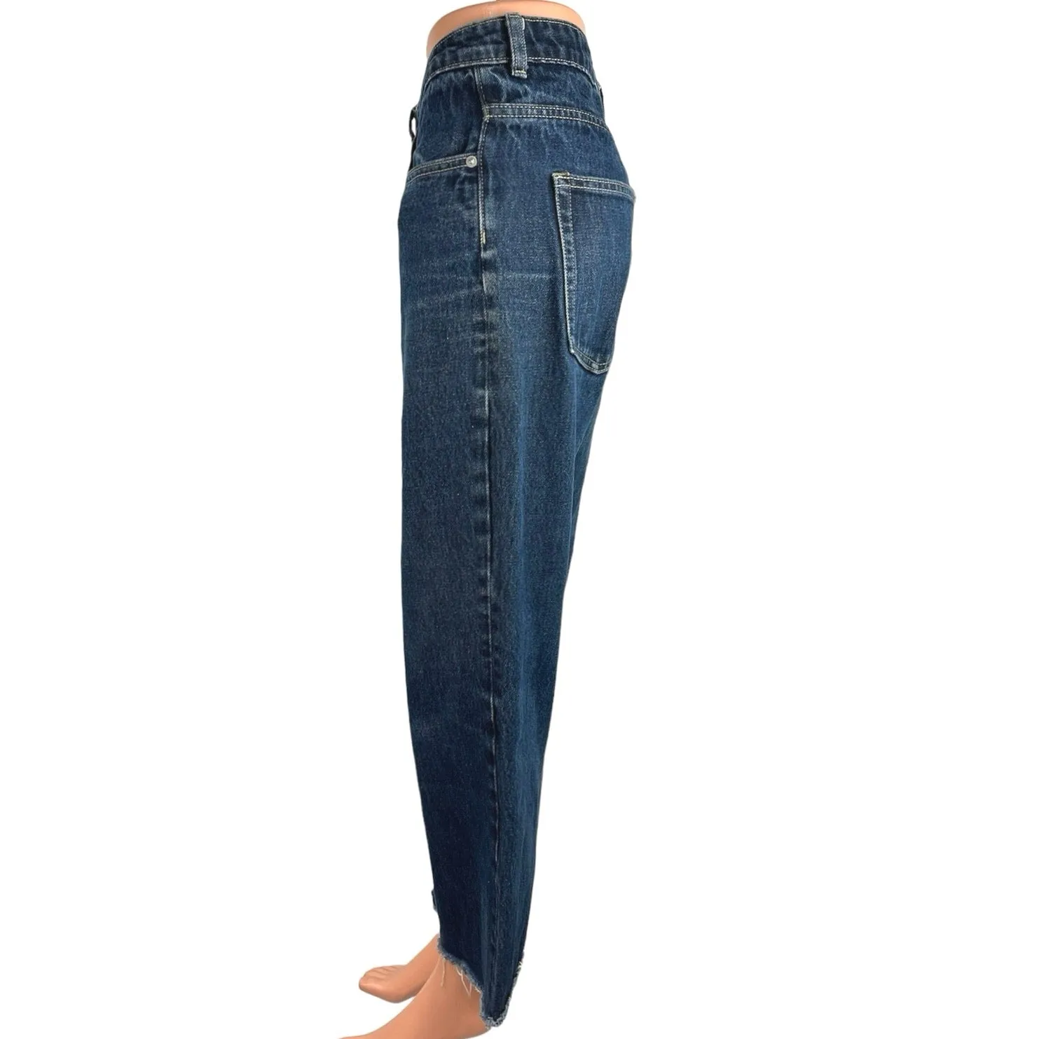 Weekday Women's High Rise Straight Leg Stretch Cut of Hem Denim Jeans Size 32/30